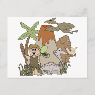 Boy Prehistoric Life Postcard