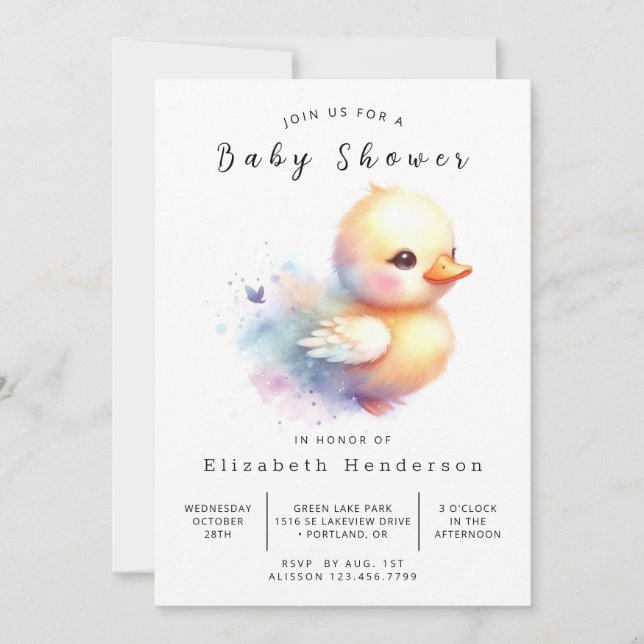  Boy Printable Duck Baby Shower Invitation (Front)