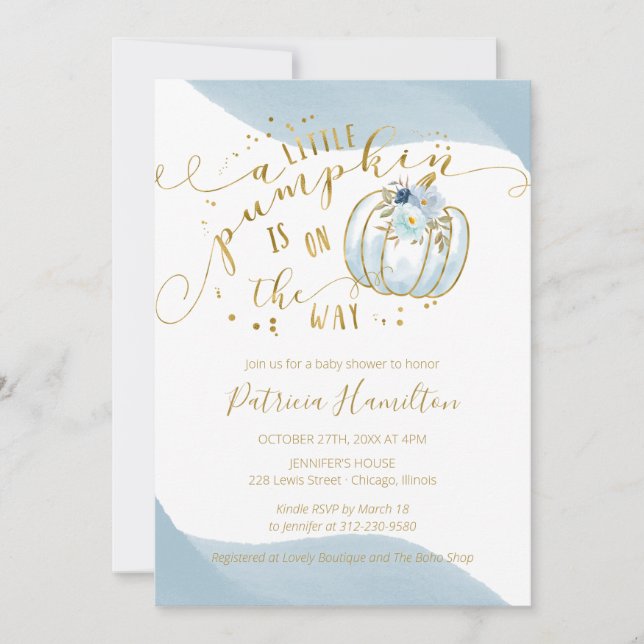 Boy Pumpkin Baby Shower Invitation Autumn (Front)