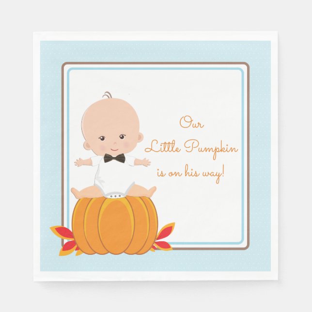 Boy Pumpkin Baby Shower Paper Napkins (Front)