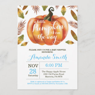 Boy Pumpkin Fall Baby Shower Invitation