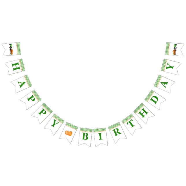 Boy Pumpkin Patch Tractor Green Happy Birthday Bunting (All)