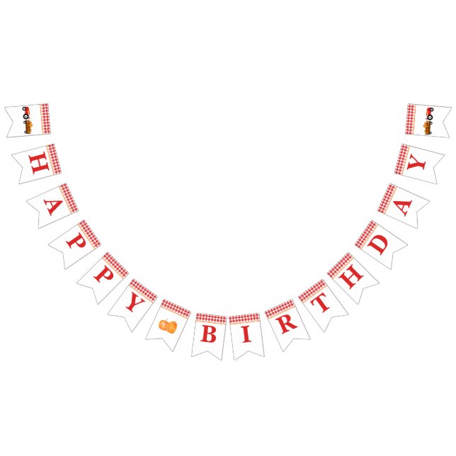 Boy Pumpkin Patch Tractor Red Birthday Banner (All)