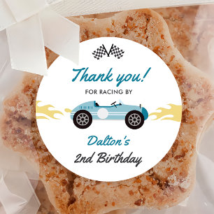  Boy Race Car Birthday Party Classic Round Sticker