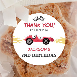  Boy Race Car Birthday Party Classic Round Sticker