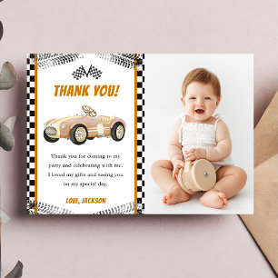 Boy Race Car Birthday Party Thank You Card