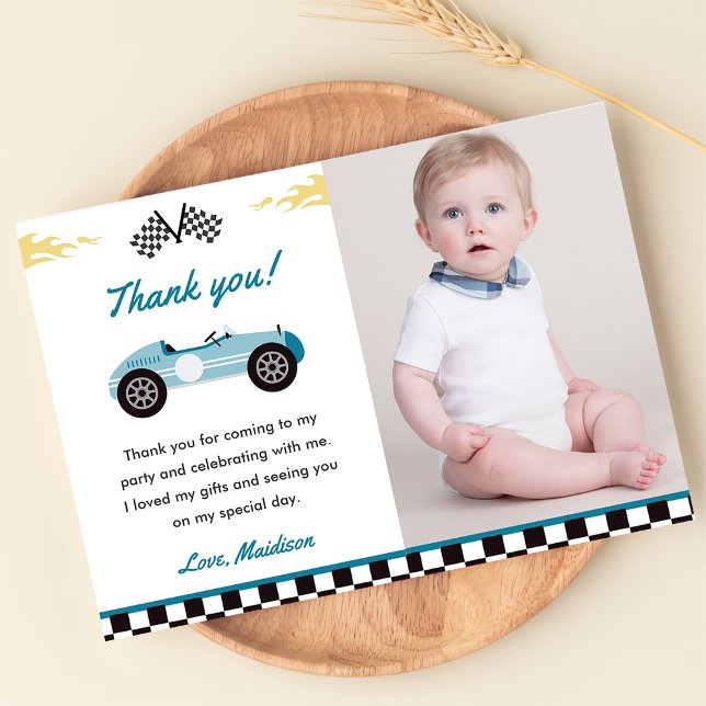 Boy Race Car Birthday Party Thank You Card (Creator Uploaded)