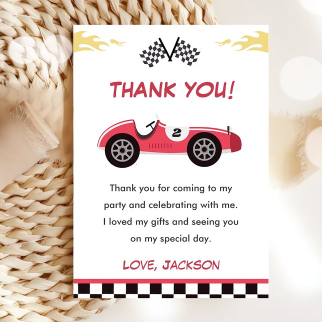 Boy Race Car Birthday Party Thank You Card (Creator Uploaded)