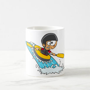 Boy Rafting The Rapids Coffee Mug