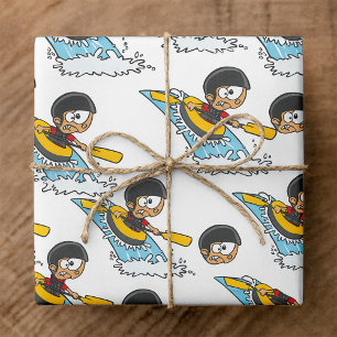 Boy Rafting The Rapids Wrapping Paper