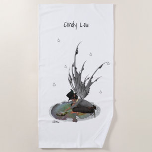 Boy Rain Fairy With Frog Beach Towel
