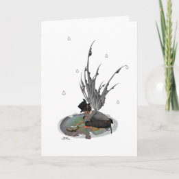 Boy Rain Fairy With Frog Birthday Card