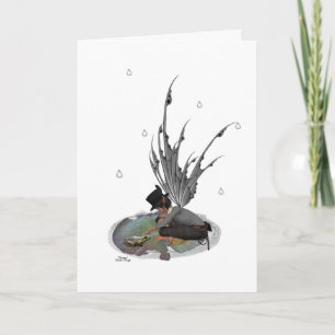 Boy Rain Fairy With Frog Birthday Card