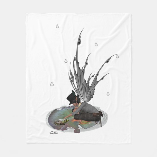 Boy Rain Fairy With Frog Fleece Blanket (Front)