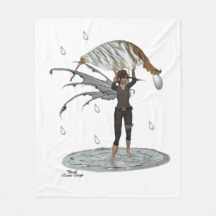 Boy Rain Fairy With Leaf Fleece Blanket