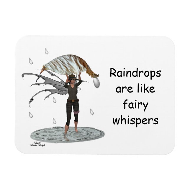 Boy Rain Fairy With Leaf Flexible Magnet (Horizontal)