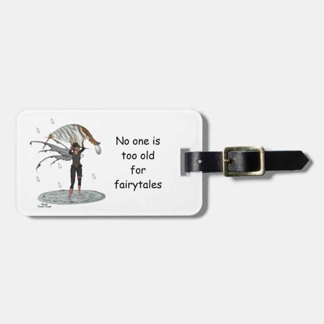 Boy Rain Fairy With Leaf Luggage Tag (Front Horizontal)