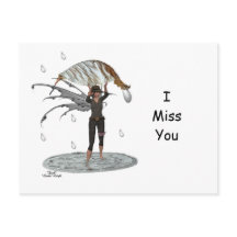 Boy Rain Fairy With Leaf Postcard