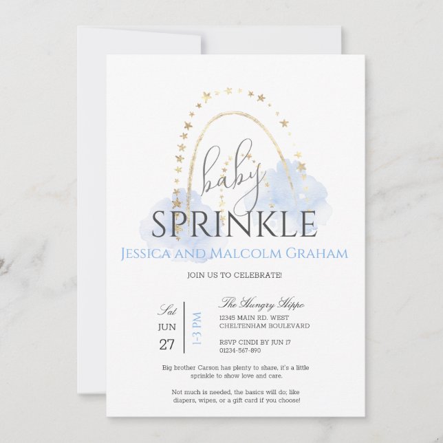 Boy Rainbow Baby Sprinkle Invitation (Front)