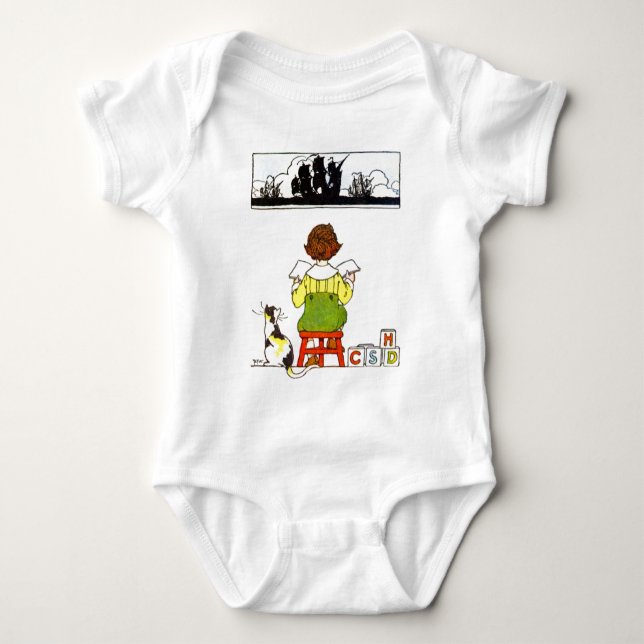 Boy reading baby bodysuit (Front)