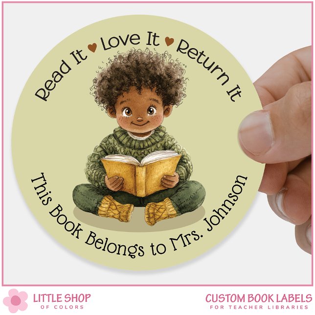Boy Reading Book Teacher Classroom Library Labels (Creator Uploaded)