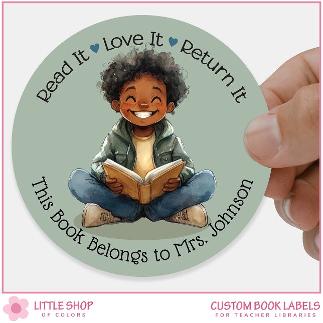 Boy Reading Teacher Classroom Library Labels (Creator Uploaded)