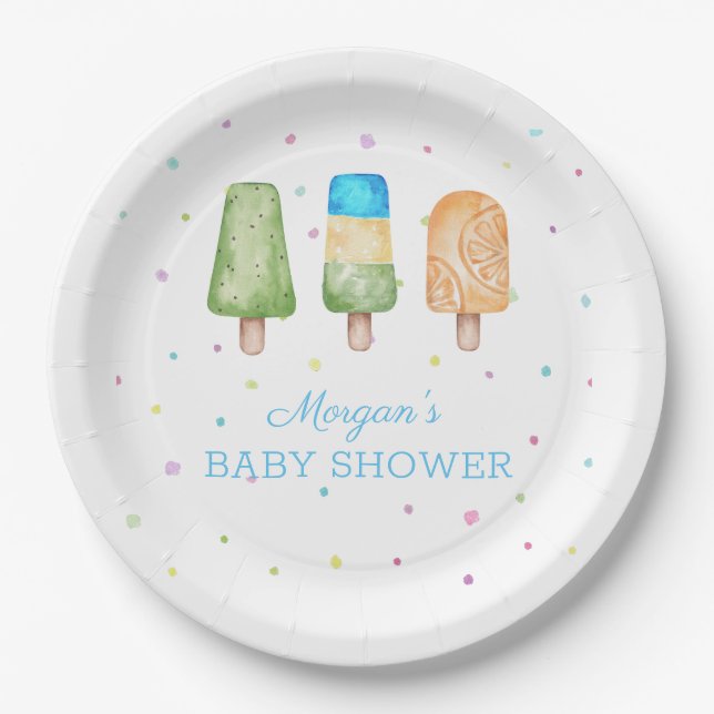 Boy Ready to Pop Summer Baby Shower Paper Plate (Front)
