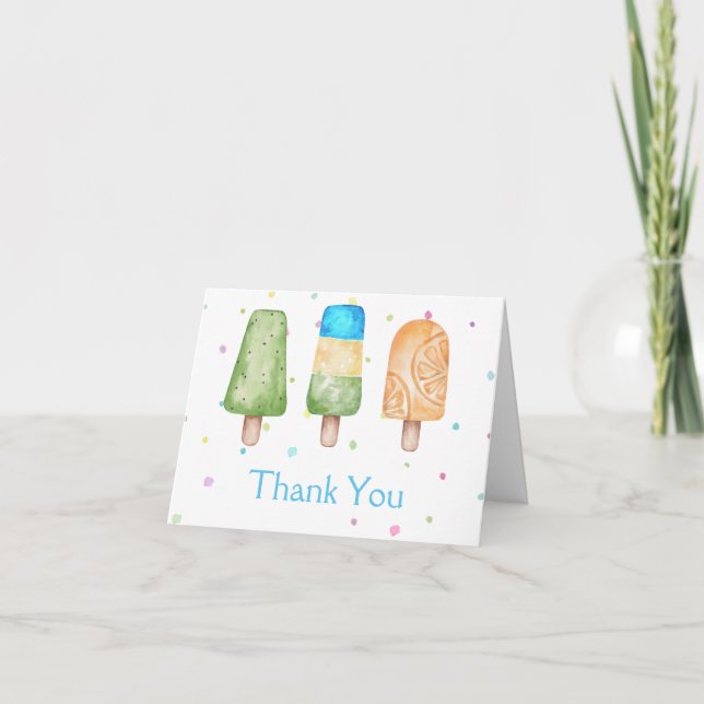 Boy Ready to Pop Summer Baby Shower Thank You Card (Front)