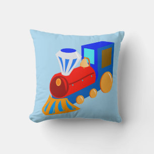 Boy Red Blue Train with Blue & Green Backs Cushion