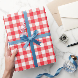 Boy Red Gingham Birthday Wrapping Paper