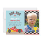 Boy Red Race Car Birthday Party Photo Invitations