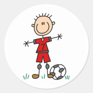 Boy Red Uniform Soccer Classic Round Sticker