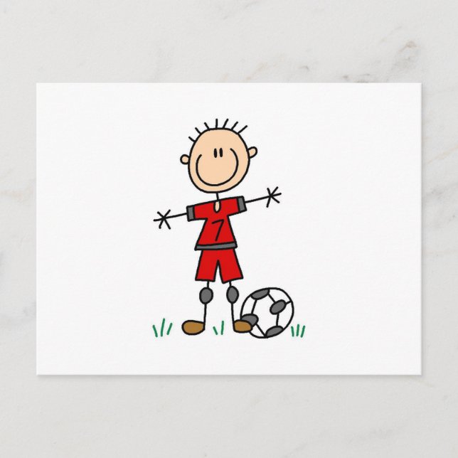 Boy Red Uniform Soccer Player T-shirts and Gifts Postcard (Front)