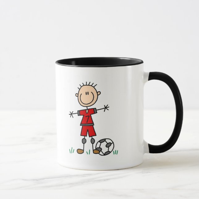 Boy Red Uniform Soccer T-shirts and Gifts Mug (Right)