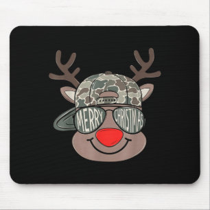 Boy Reindeer Hat Camo Hat Merry Christmas Xmas Boy Mouse Mat