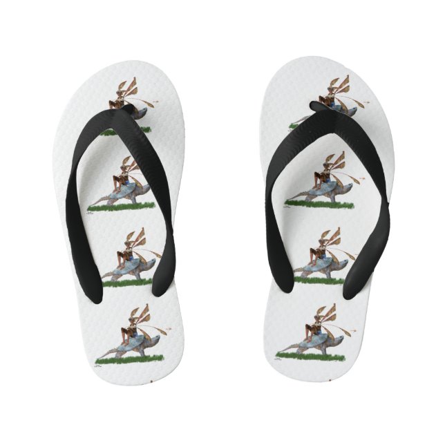 Boy Riding On Turtle Flip Flops (Footbed)