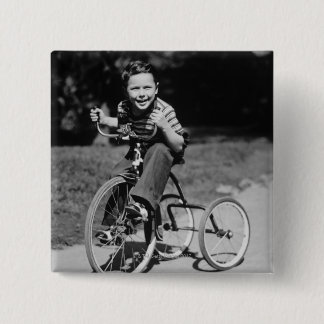 Boy Riding Tricycle 15 Cm Square Badge