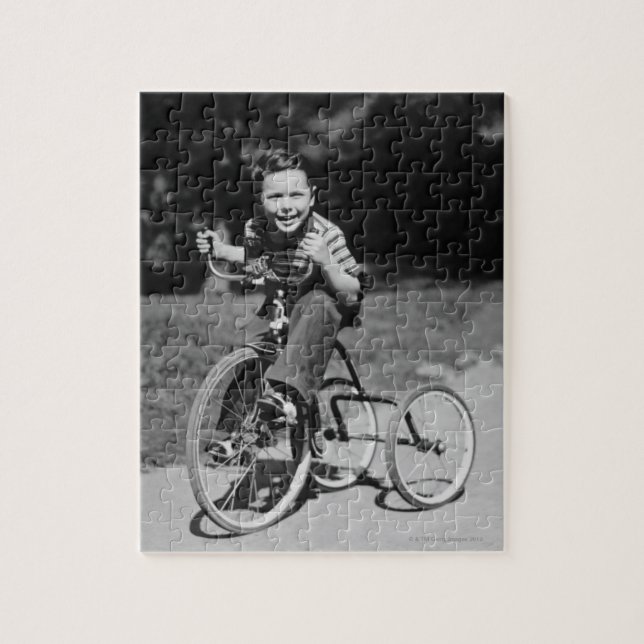 Boy Riding Tricycle Jigsaw Puzzle (Vertical)