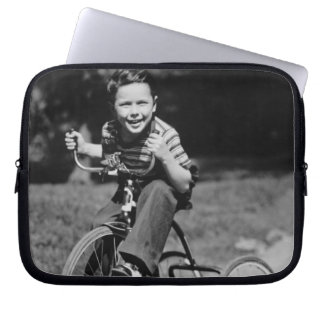 Boy Riding Tricycle Laptop Sleeve