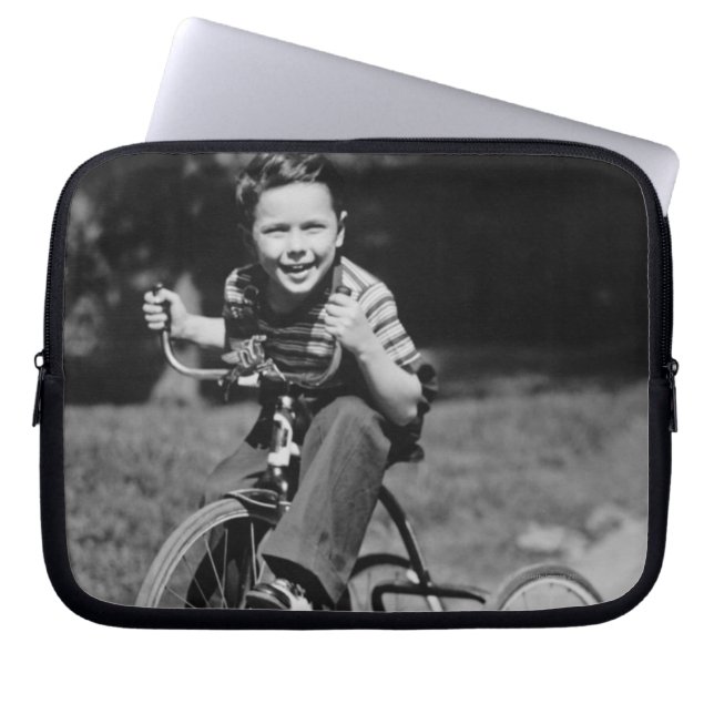 Boy Riding Tricycle Laptop Sleeve (Front)