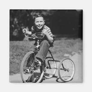 Boy Riding Tricycle Magnet