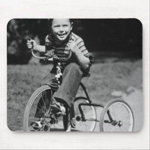 Boy Riding Tricycle Mouse Mat