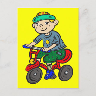 Boy Riding Tricycle Postcard