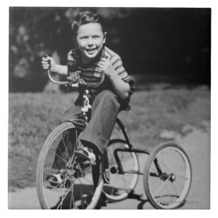 Boy Riding Tricycle Tile