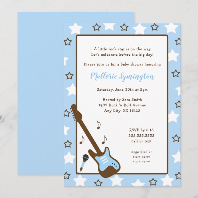 Boy Rock Star Baby Shower Invitation (Front/Back)