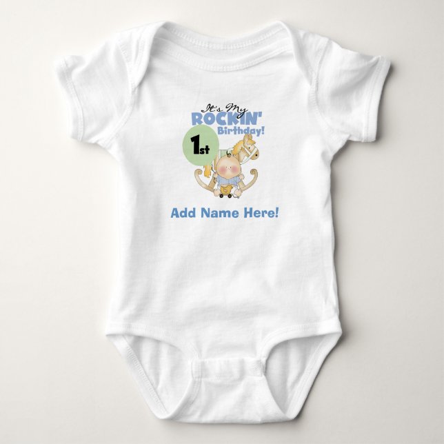 Boy Rockin' First Birthday Tshirt (Front)