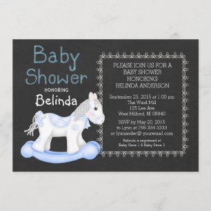 Boy Rocking Horse Baby Shower Invitation