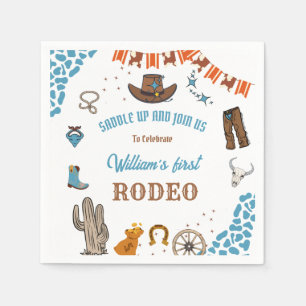 boy Rounded First Rodeo 1st Party Birthday Napkin