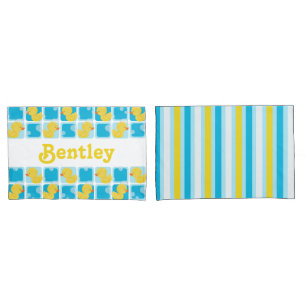 Boy Rubber Duck Personalised Name Pillowcase Set