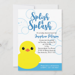 Boy Rubber Ducky Baby Shower Evite or Print Invitation